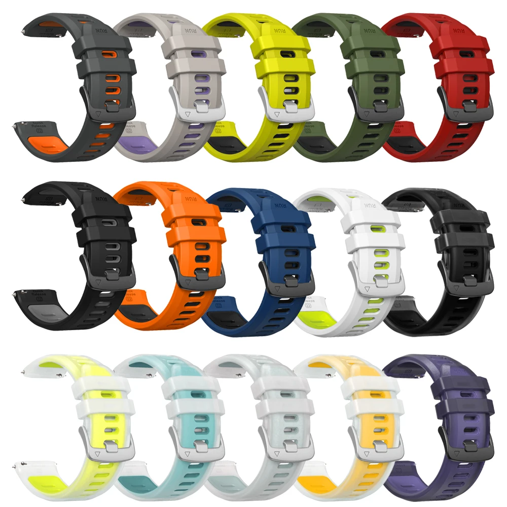 Tweekleurige siliconen 22 mm horlogeband voor Suunto Run / RACE S / Ocean / Verticale sportbandarmband voor Suunto 5 9 Peak Pro-polsband