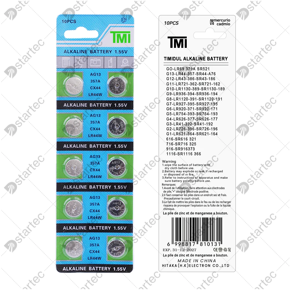 10PCS-50PCS 1.55V AG13 LR44 L1154 RW82 SR1154 SP76 pila SR44 Button Batteries A76 LR1154 GP7 Cell Coin Watch Toys Remote Battery