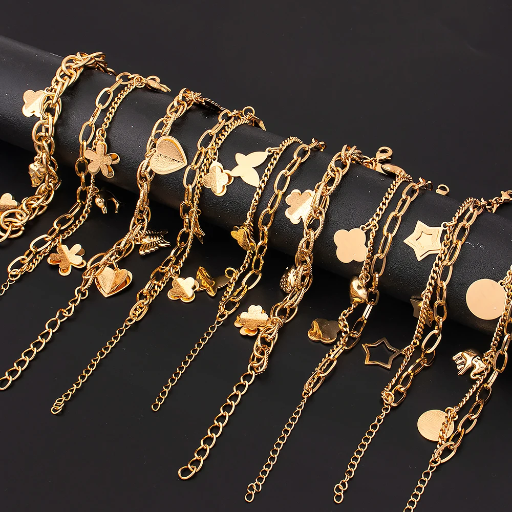 Dolphin Little Dandelion Charm bracelet 316L Stainless Steel Gold Jewelry Hand Chain Women's Lucky Bracelet Birthday Gifts