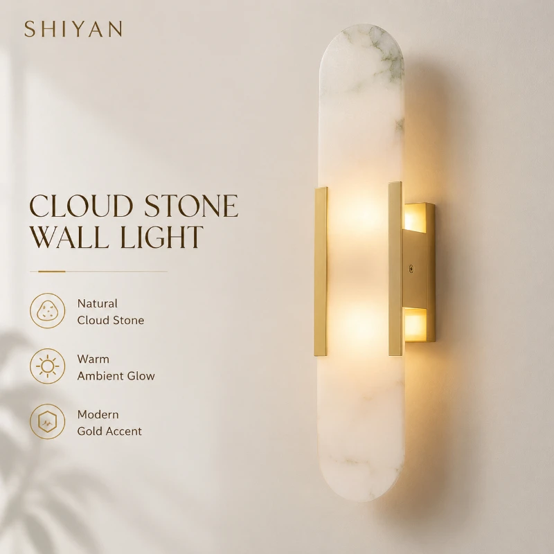 SHIYAN Spanish Natural Marble Wall Lamp Bedside Lamp Postmodern Living Room Corridor Decorative Atmosphere Lamp