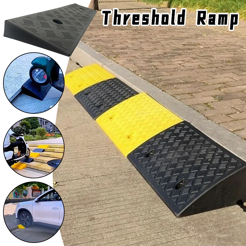 Plastic PVC Road Slope Ramp Pad Portable Car Step Uphill Triangle Mat Curb Rubber Threshold Ramp Kerb For Car Electric Scooter
