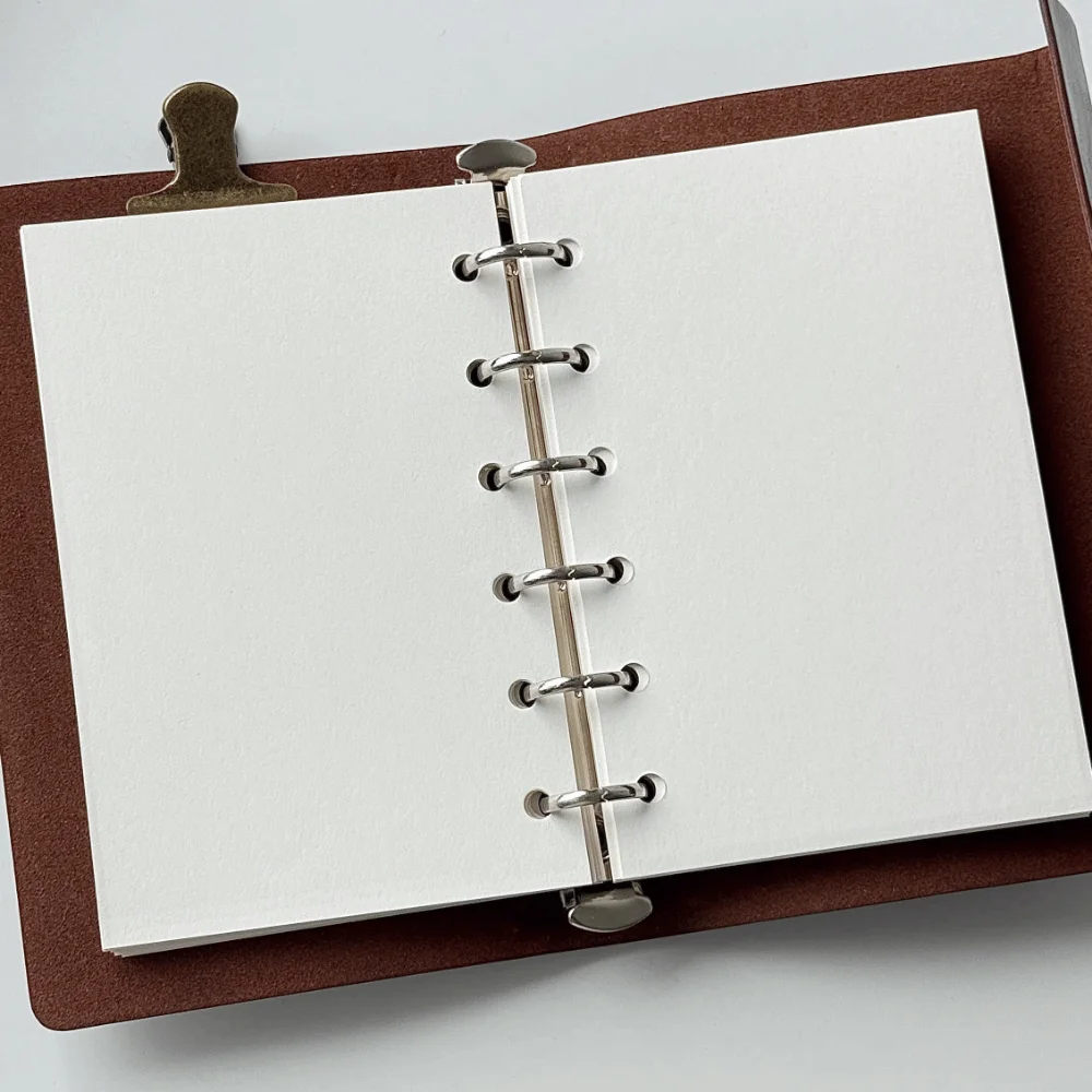 Six Ring A6 Binder Journal Portable Compact Glossy Leather Itabag Planner Notebook Sweet Kawaii Adjustable Buckle
