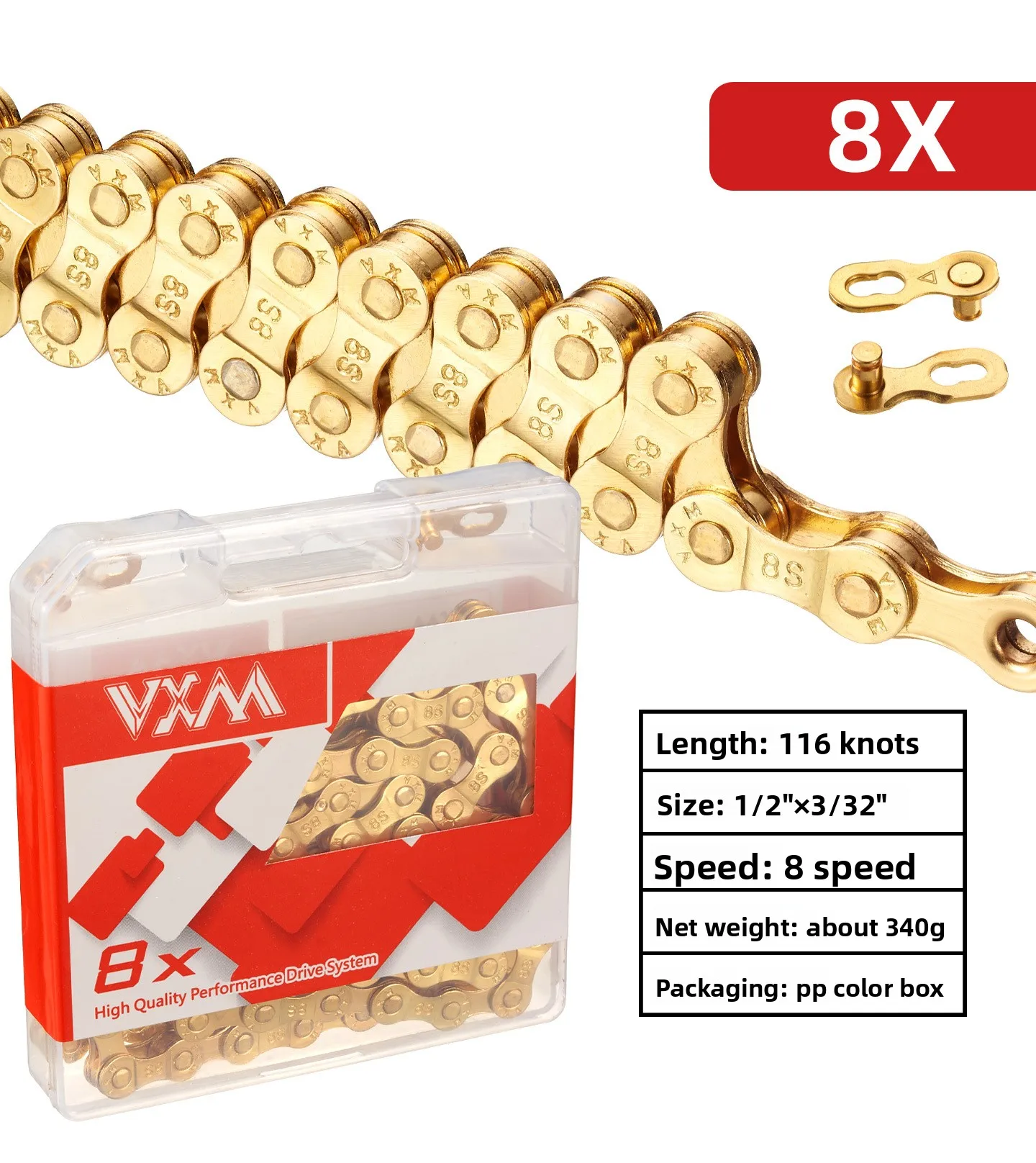

Mountain bike chain 8/9/10speed electroplated anti-rust tricolor imitation gold road bike folding shifting chain Bicycle Chains