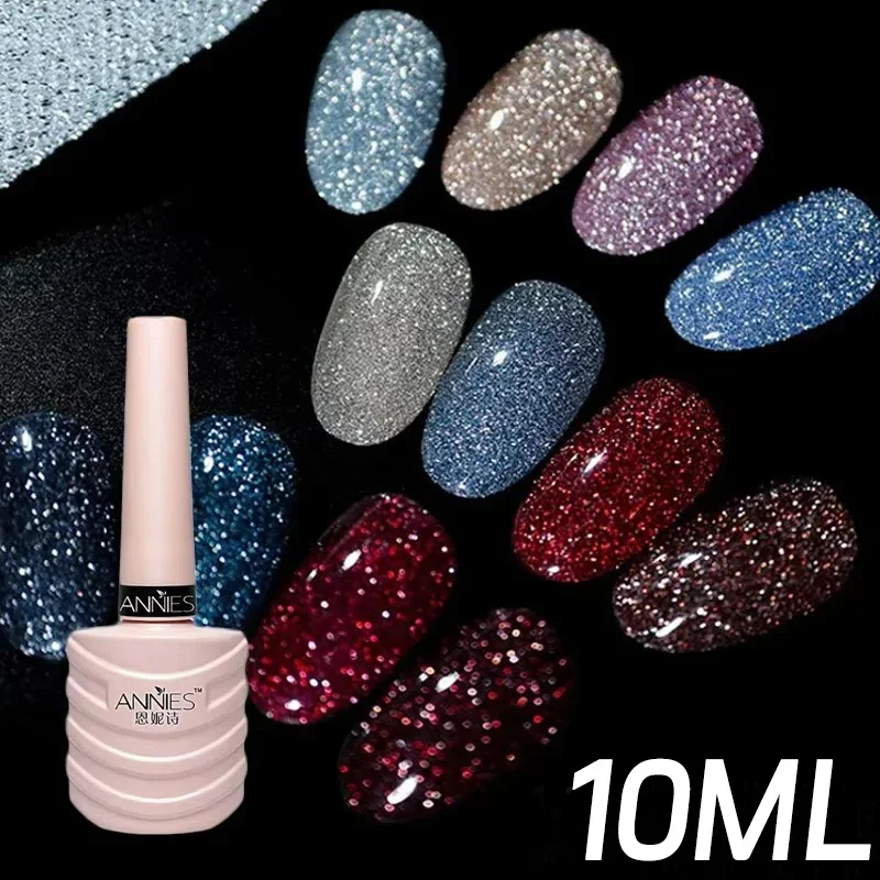 10ml Reflective Glitter Gel Nail Polish 12Color Sparkling Auroras Laser Nails Semi Permanent Soak Off UV Gel Varnish Poly Gel