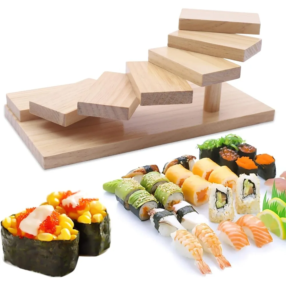 

7 Layers Japanese Bamboo Sushi Serving Tray Plate for Sashimi Board Seafood Party Great for Sushi Restaurant or Home