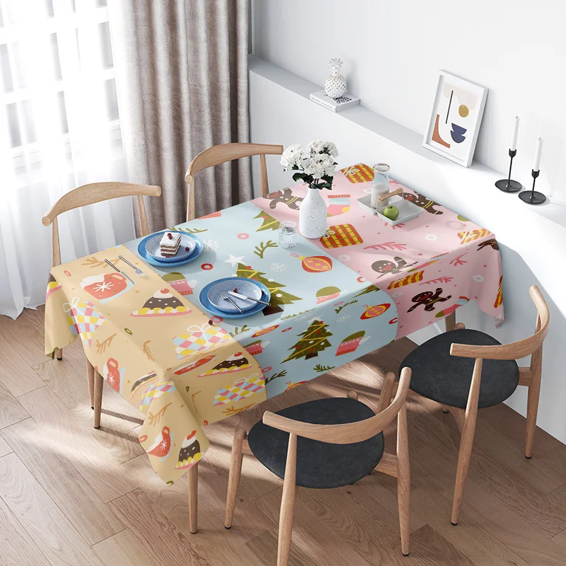 Juego de mantel con diseño colorido, decoración multicolor con estampado de alimentos para mesas de comedor, hecho de material de tela duradera, 150x260cm (Lar
