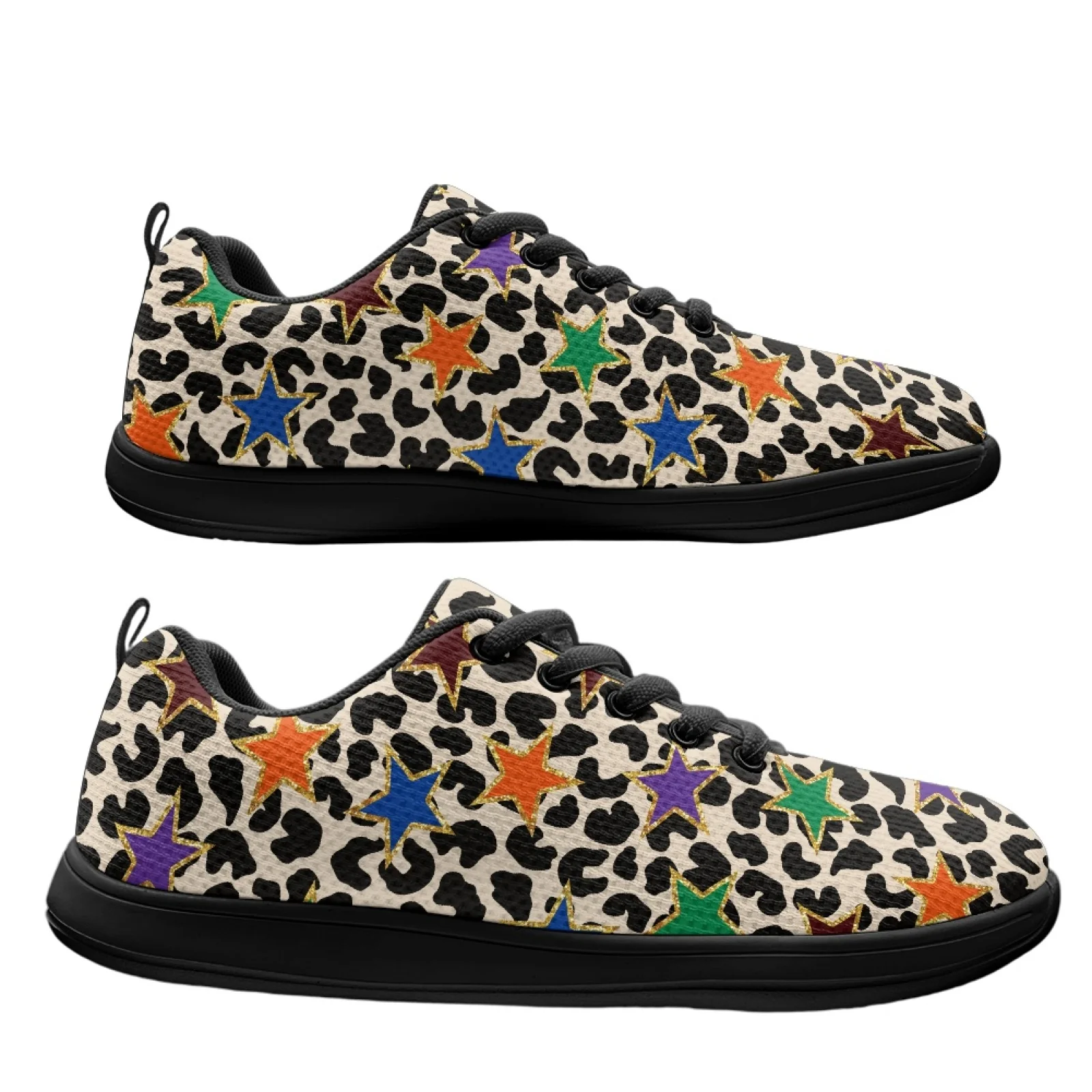 PENSTROLL Breathable Backless Tennis Sneakers Closed Toe Barefoot Running Sneakers for Travel Men Leopard Print