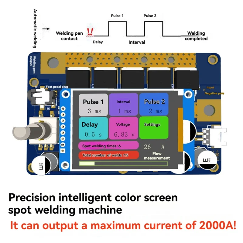 M11K-Color Screen Digital Display Mini Spot Welder Control Board 18650 Lithium Battery Pack 7-14V Welding Machine DIY