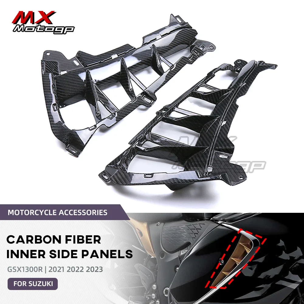 Motorcycle Carbon Fiber Inner Side Vents Side Panels Trim Fairings For SUZUKI GSX1300R Hayabusa 2021 2022 2023 GSX 1300R