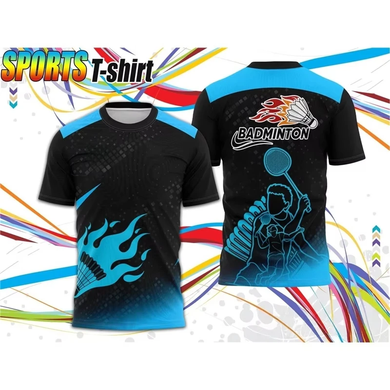 

Модные спортивные футболки с рисунком для бадминтона для мужчин, летние модные быстросохнущие футболки для фитнеса с 3D принтом, свободные дышащие футболки, топы
