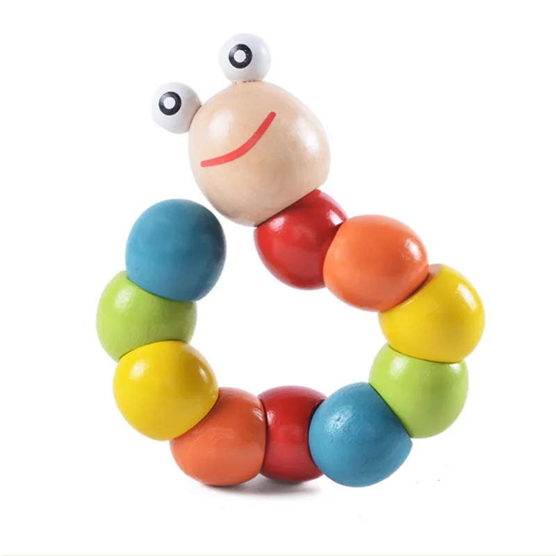 Wooden Color Simulation Caterpillar Children Educational Toys Colour Shape Cognition Finger Training Montessori Toy Gifts TMZ