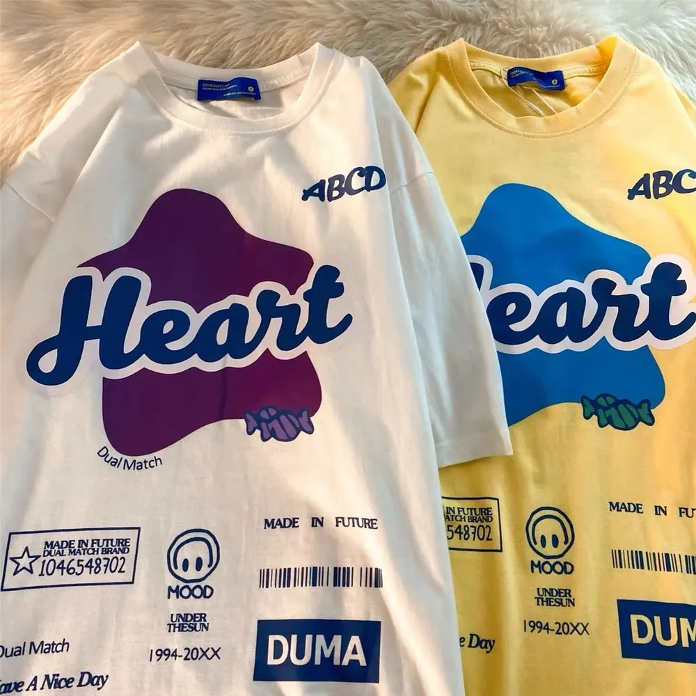 

Y2k Harjuku Summer Streetwear Tops Loose Casual Letter Cartoon Print T-shirts Korean Oversized Clothes Women 2023 Free Shipping