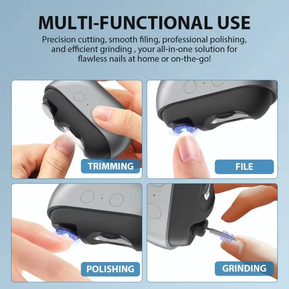 3 em 1 fácil clipe cortador de unhas com luz led portátil aparador de unhas elétrica ferramenta de cuidados aparador de unhas para unhas grossas