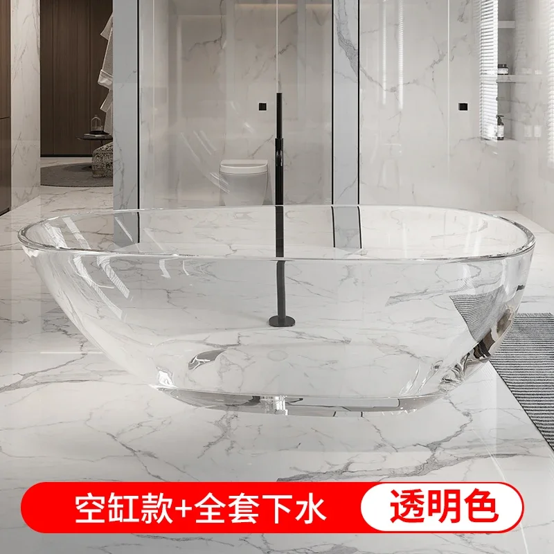 Transparant badje Afneembare kunststeen van kristalhars in kleur Onafhankelijke badkuip met dunne rand