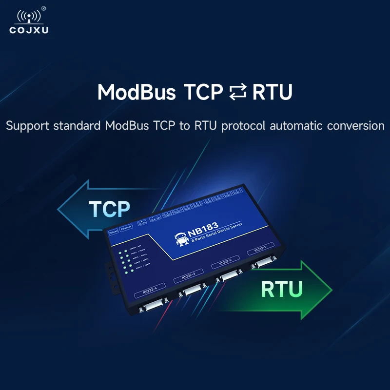 Imagem -04 - Servidor Serial Isolado de Canais Rs485 232 422 para Rj45 Cojxu Nb183 Modbus Rtu para Tcp Verdog Integrado Módulo Mqtt Http Iot