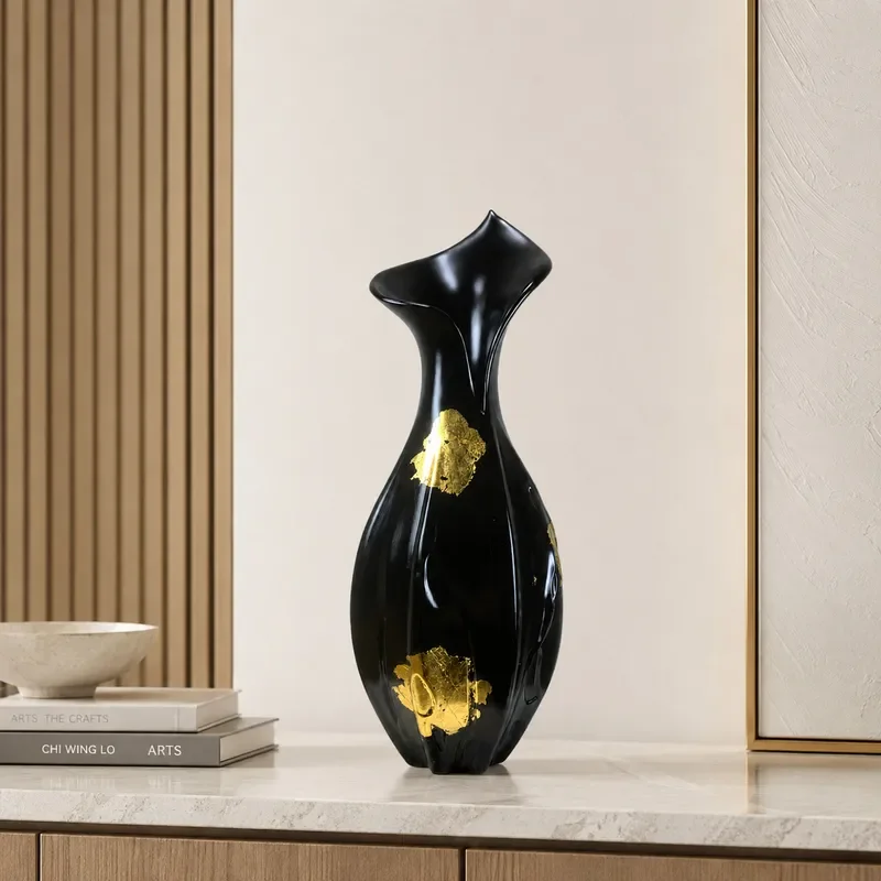 Handmade Gold Foil Flower Arrangement Luxury Home Decor Model Room Entrance Ornament Modern Artistic Floral Display for Hotel
