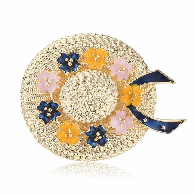 Fashion Hat Brooch Creative Flower Bow Brooches for Women Enamel Brooch Pins Jewelry Accessories