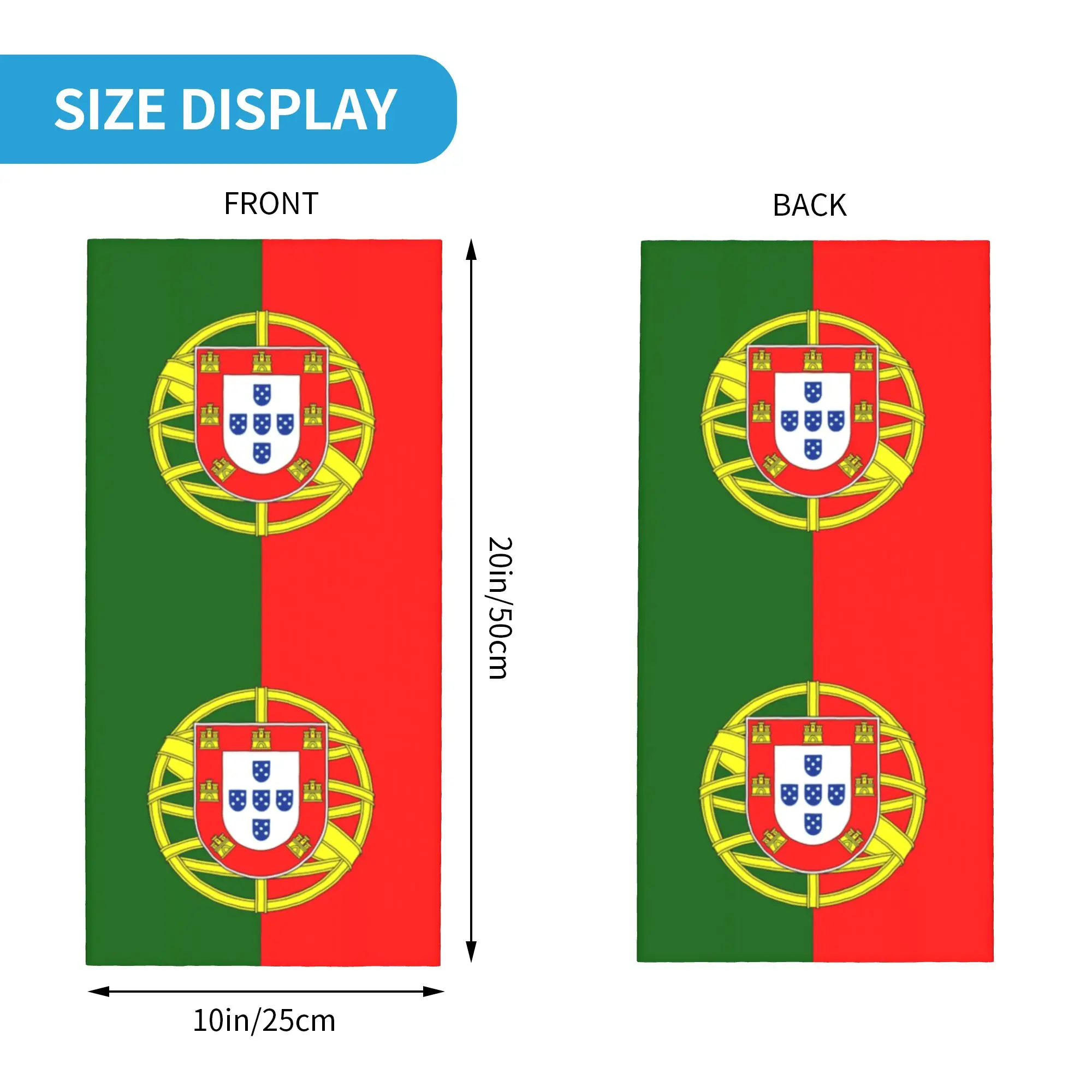 Custom Flag of Portugal Bandana Neck Warmer Women Men Winter Hiking Ski Scarf Gaiter Portuguese Republic Coat of Arms Face Cover