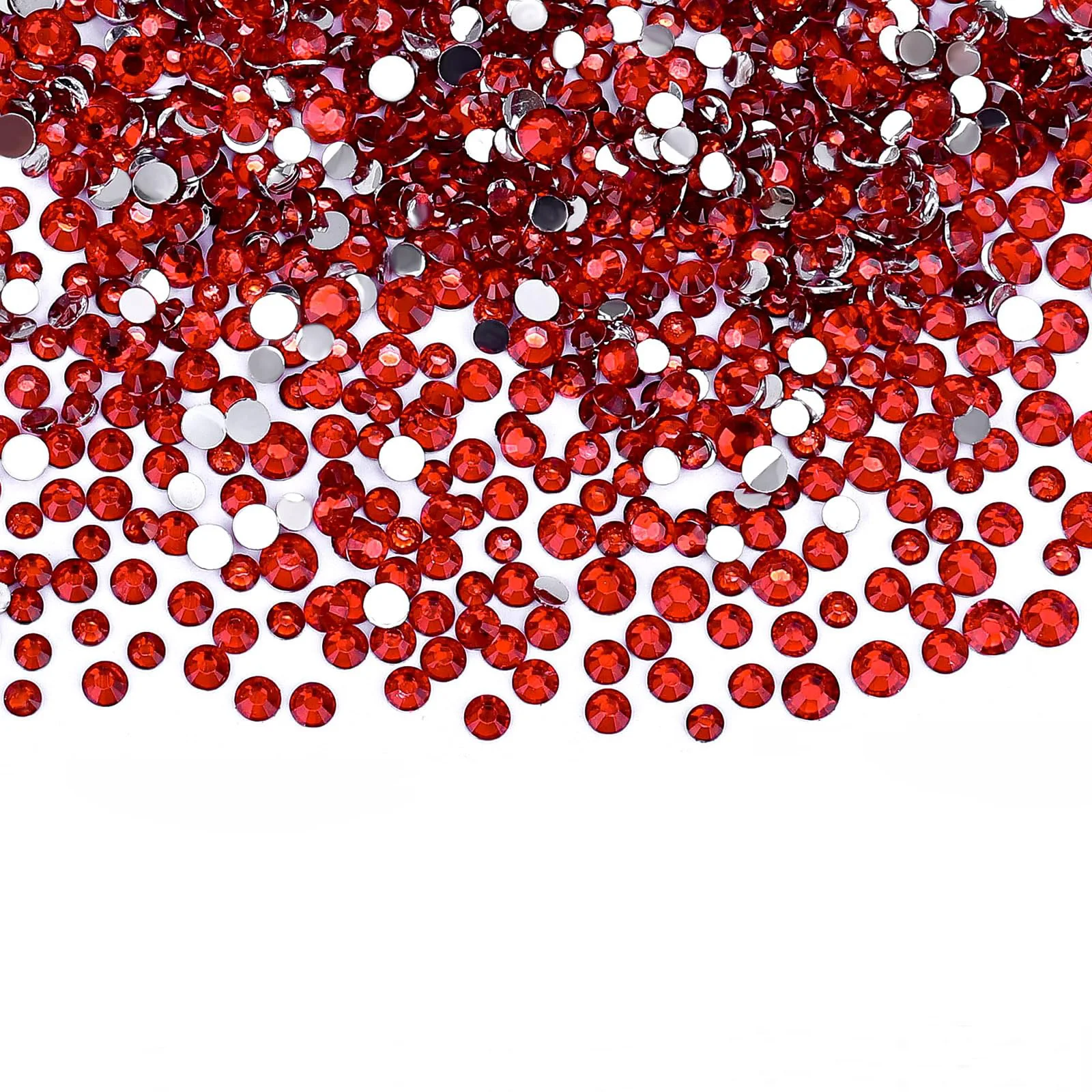 Rote silberne Flatback-Harz-Strasssteine 2mm 3mm 4mm 5mm 6mm – Kunststeinperlen für Bastelarbeiten, DIY, Nagelkunst, Charms, Zubehör, lose Steine – Detail 4