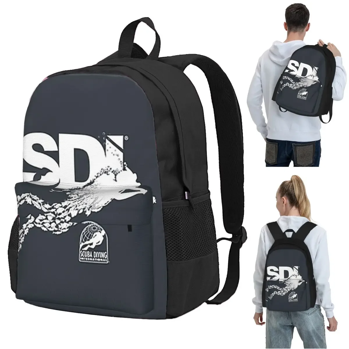 Scuba Diving International (SDI)- Scuba Fish Diver Backpack Student BookBag Children School Bag Laptop for Men Women