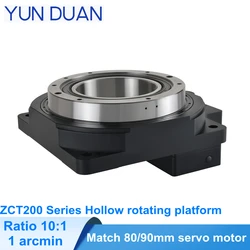 High Precision 1 Arcmin 360 Degree Turutable Hollow Rotating Platform Divider 80mm Servo Motor 10:1/18:1 Reducer Bevel Gearbox