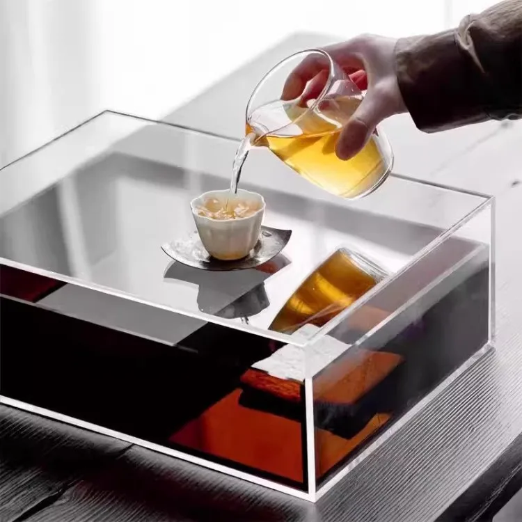 Storage Solid wood jewelry Wenplay cabinet Display cabinet Tempered glass Storage box Dust-proof desktop walnut dental tea set