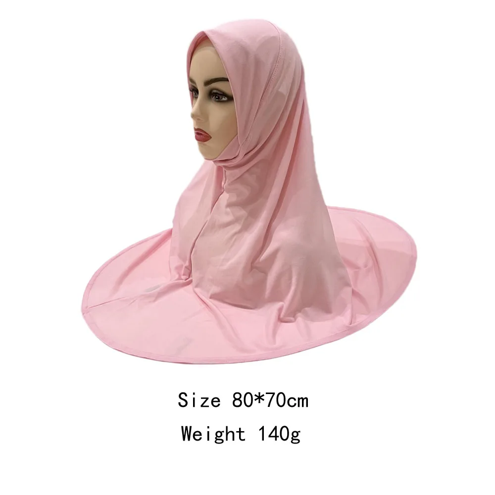 Khimar Hijab Muslim Women Long Scarf Overhead Hijabs Islamic Prayer Clothes Arab Ramadan Chest Cover Shawl Wraps Cap Solid Color