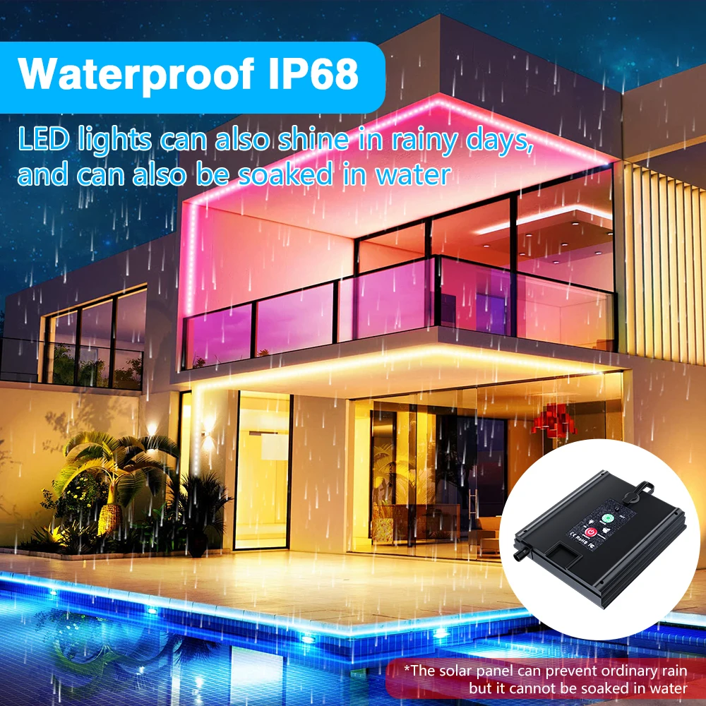 Imagem -06 - Rgb Led Light Strip com Controle Remoto Usb Impermeável Recarregável Lâmpada Solar Luzes de Natal Decoração de Festa de Jardim 5050