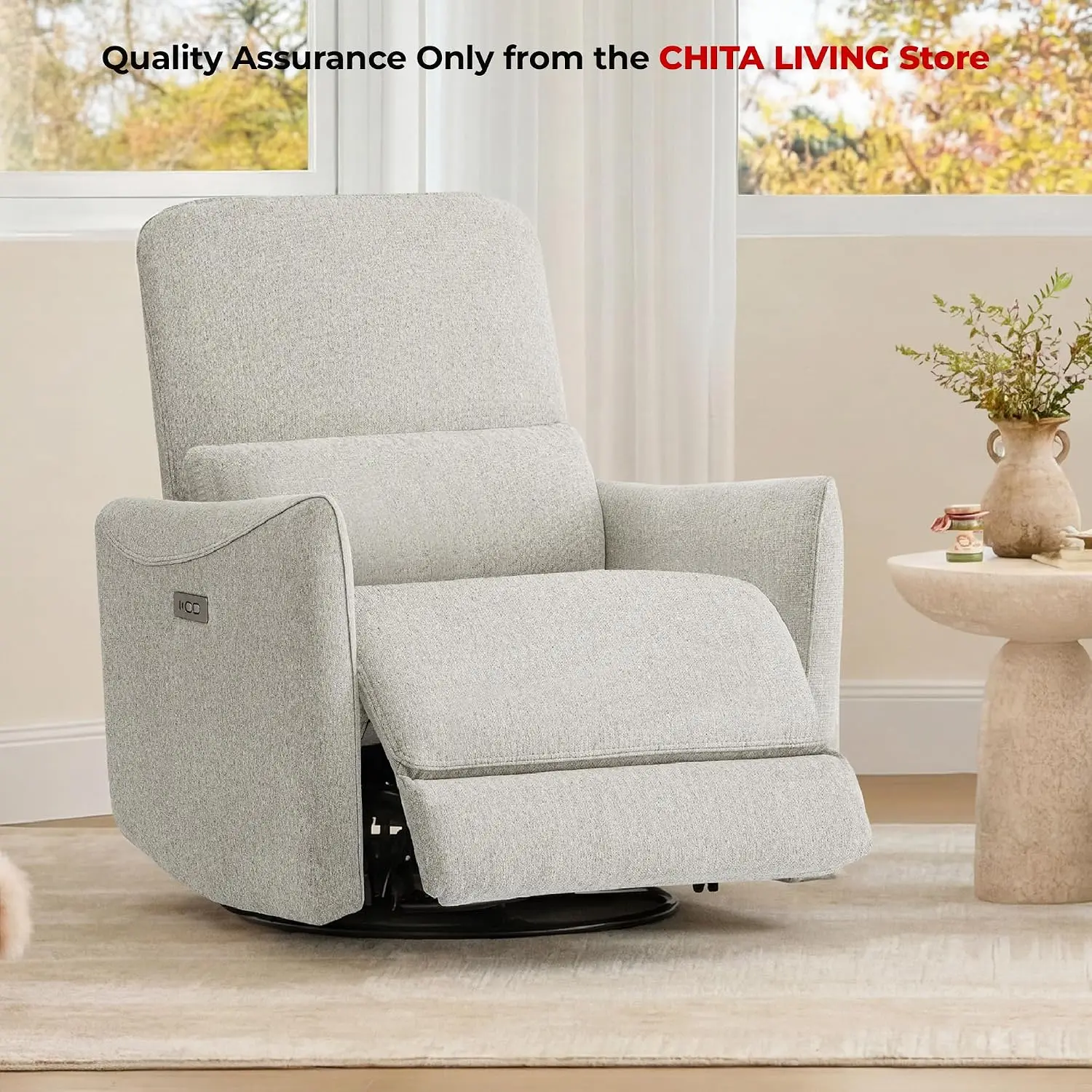 Power Swivel Glider Recliner Chair, Large-Wide, Dove Grey