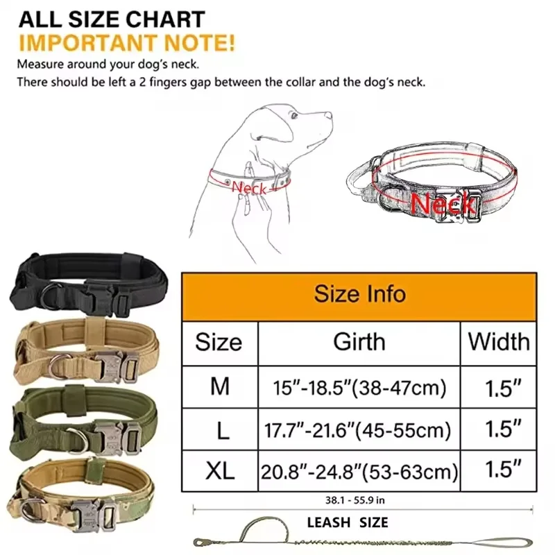 Hundehalsband-Leine-Sets Langlebiges Verstellbares Taktisches Halsband mit Leine für Mittelgroße und Große Hunde Deutscher Schäferhund Outdoor-Trainingszubehör – Detail 3