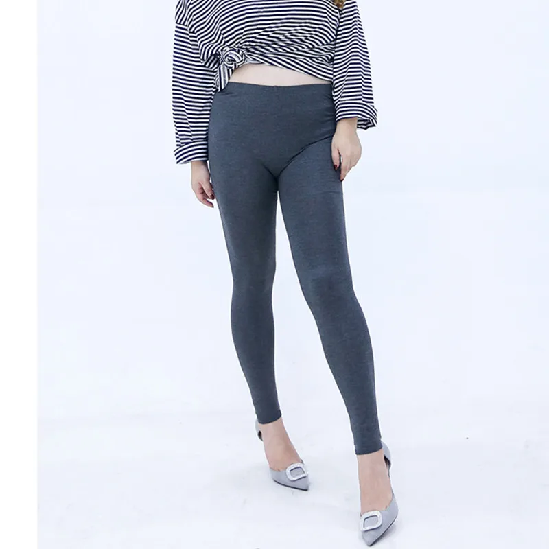 

Modal Cotton Leggings For Women High Stretch Mid Waist Solid Ankle Length Pants Female Casual Wear L004