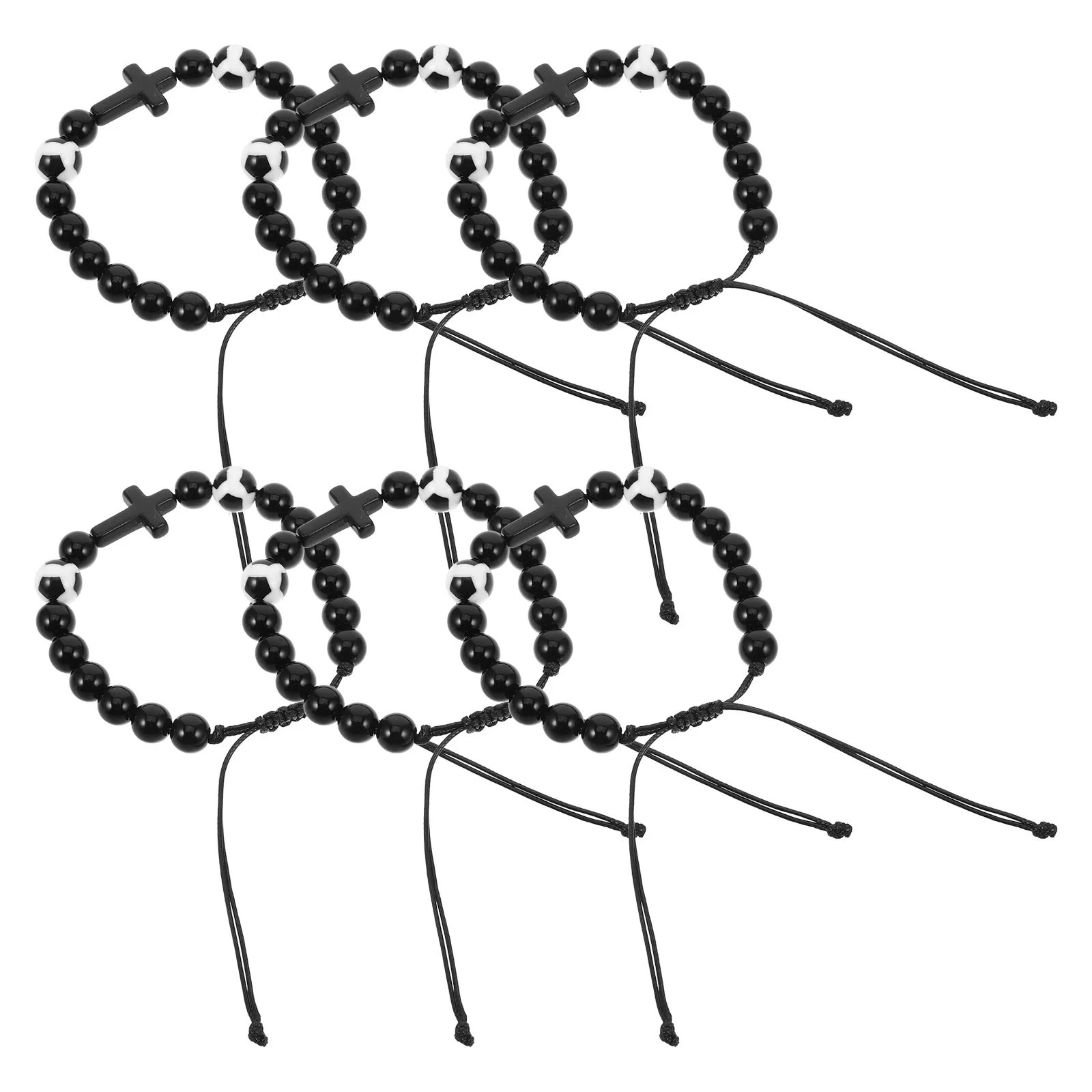 

6pcs Adjustable Soccer Ball Cross Bracelets Beaded Braided Football Jewelry For Men Women Sports Fan Accessories Graduation Gift