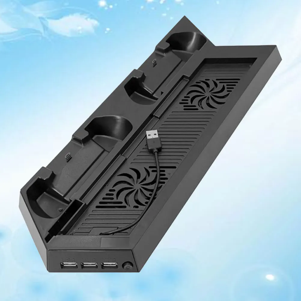 

Multifunctional Cooling Stand Bracket For 2 Built-In Fans Vertical Space-Saving Charging Station 2 Ports Game Console Heat
