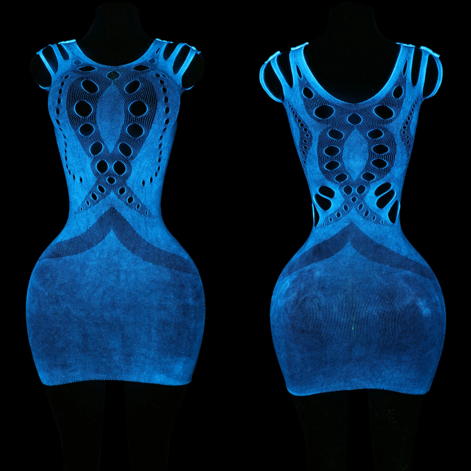 発光ドレスナイトクラブ薄手のフリルセクシーなエキゾチックなダンスウェア女性パフォーマンス衣装ステージロールプレイ絶賛衣装クラブ着用