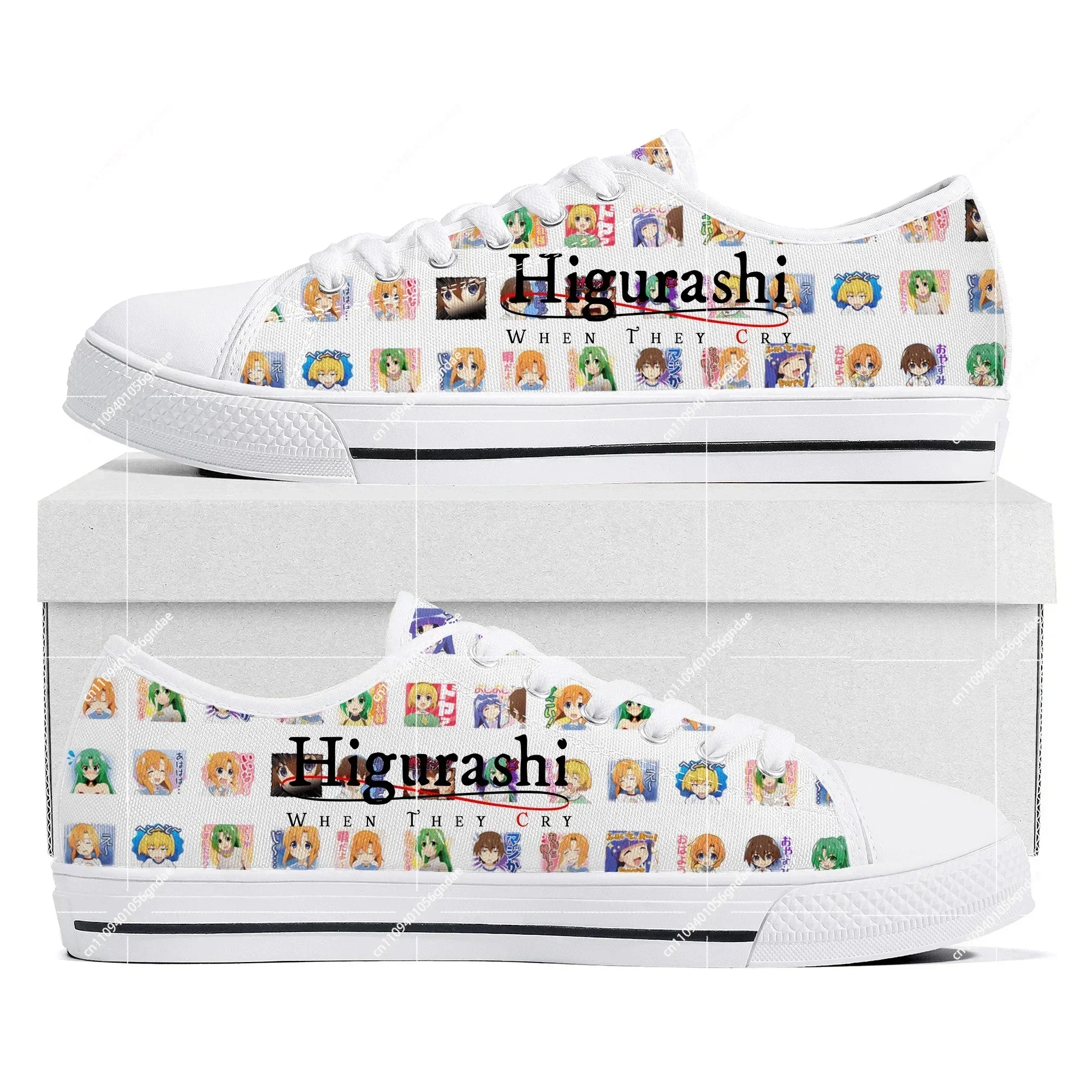 Higurashi When They Cry - Zapatillas bajas de lona con diseño de dibujos animados para mujer, hombre, adolescente, zapatillas de lona personalizadas para parejas