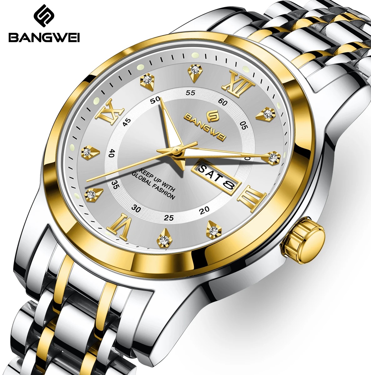 

BANGWEI 2026 business simple men's watch luminous fashion quartz wristwatch men sports watches calendar watches for men reloj