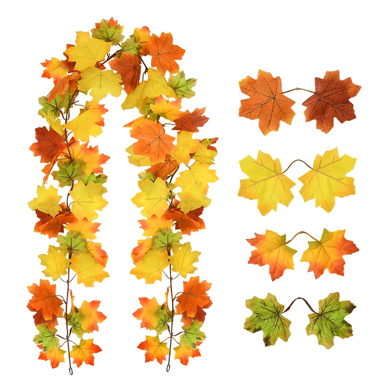 

1pc 170cm Artificial MapleLeaves Strips Fake Leaves DIY Autumn Garlands Home Outdoor Garden Halloween Hanging Decoration