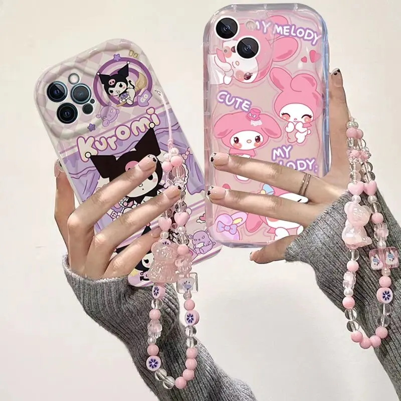 Чехол Kuromi Melody Kitty Chain для Samsung Galaxy A32 A33 A15 A13 A12 A16 A22 A52 A53 A23 A31 A72 A73 A50 A06 A05 A05S A04 Cover