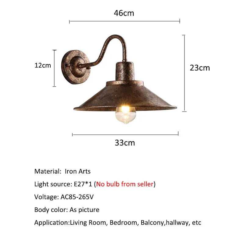Loft Vintage Wall ไฟในร่มกลางแจ้งระเบียงโคมไฟห้องนั่งเล่นโทรทัศน์ Wall Sconce ทางเดินบันไดแสงห้องนอนไฟ