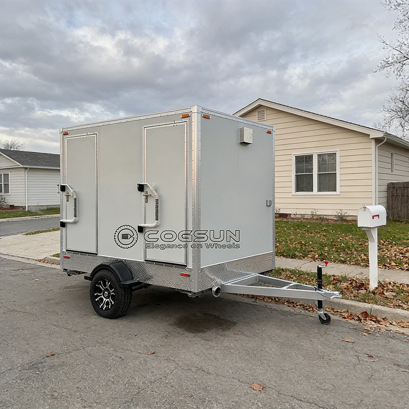 COGSUN Restroom Trailers Luxury 2 Station Toilet Trailer Business Comfort Elite Restroom Trailer Portable Restroom