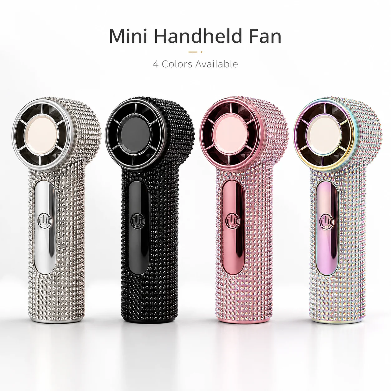 Mini Handheld Fan Speed Stepless Control Diamond Studded LED Display Type C Rechargeable Outdoor Ice Cooling Fans ﻿