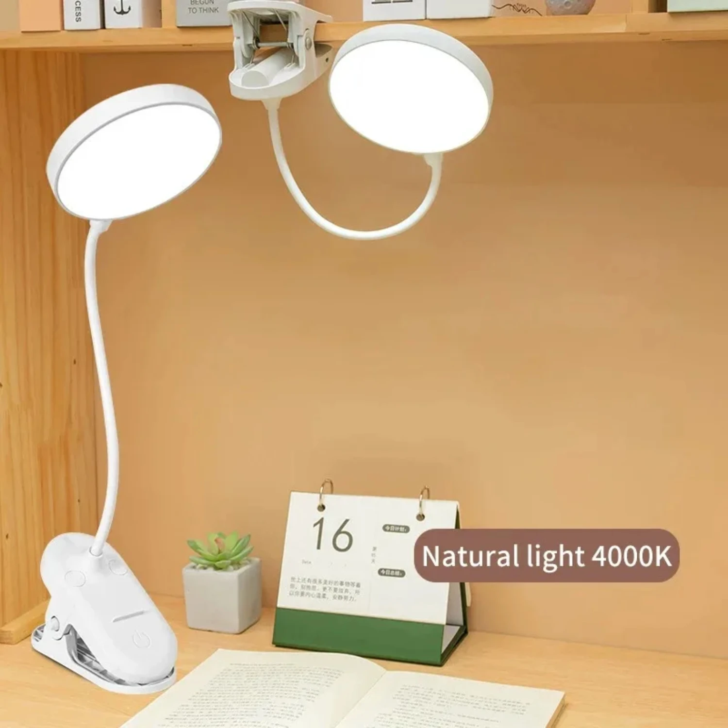 Table Lamp USB Rechargeable Desk Lamp With Clip Light Bed Lamp Reading Night Light   3  Dimming Eye Protection Light