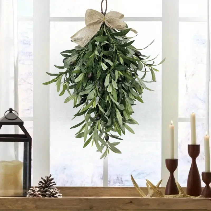 Simulation Olive Upside Down Teardrop Wreath Spring Summer Home Decoration Front Door Wall Hanging for Amazon Cross Border