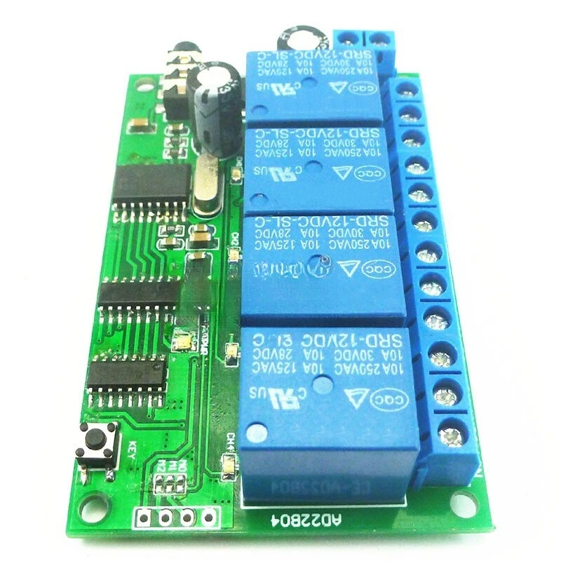 AD22B04 4 Channel DTMF Audio Decode Relay Module 12V Adjustable Control Command Wireless Receiver Board