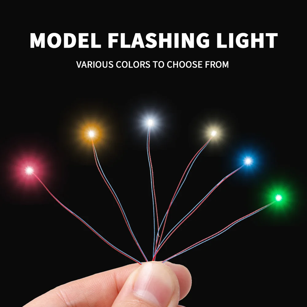 20PCS Model Flashing Lamp SMD Multi-color Wired Light 0805 Pre-Soldered Micro Litz Leads Wires 3V For Making Landscape Scene Kit