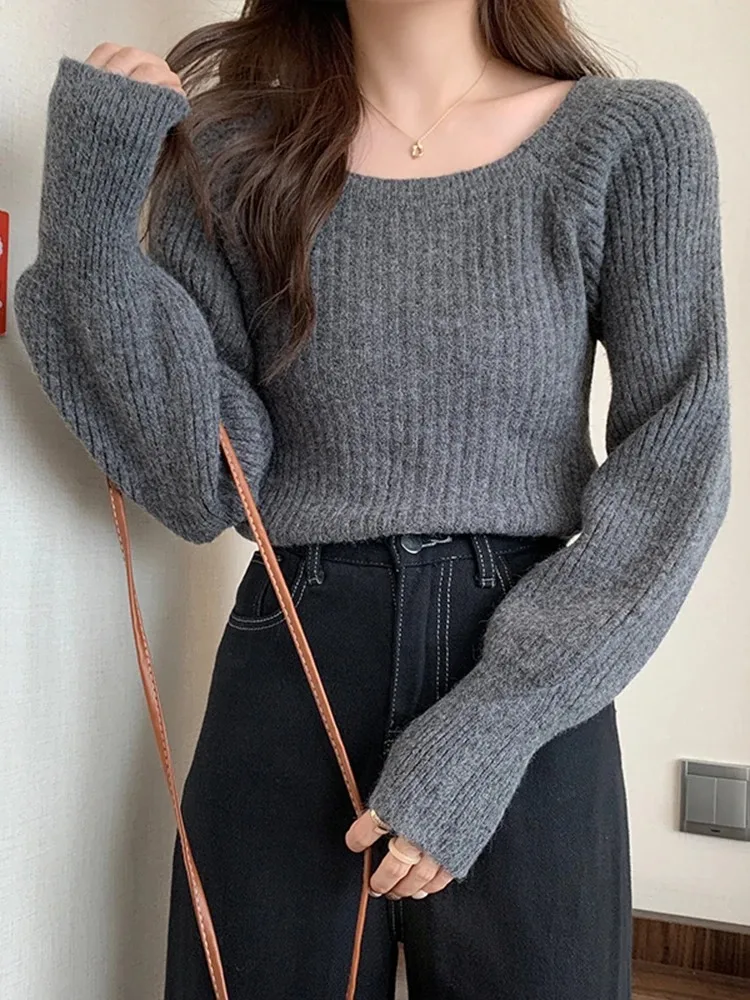 Autumn Winter Loose Women Sweaters Casual Soft Long Puff Sleeve Pullovers Jumpers Knitwear Basic Sweater For Women Tops image 4