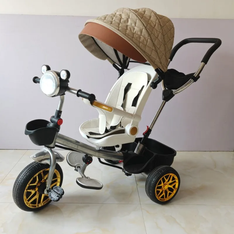 Children\'s tricycle can sit and lie down baby stroller baby pedal bicycle seat 360 degree rotation