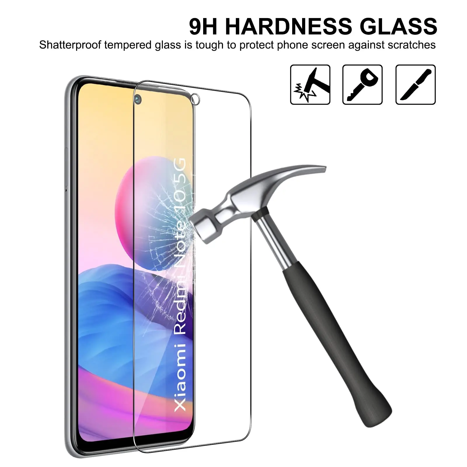 Screen Protector For Redmi Note 10 5G Xiaomi, Tempered Glass Crystal HD 9H High Aluminum Anti Scratch Case Friendly