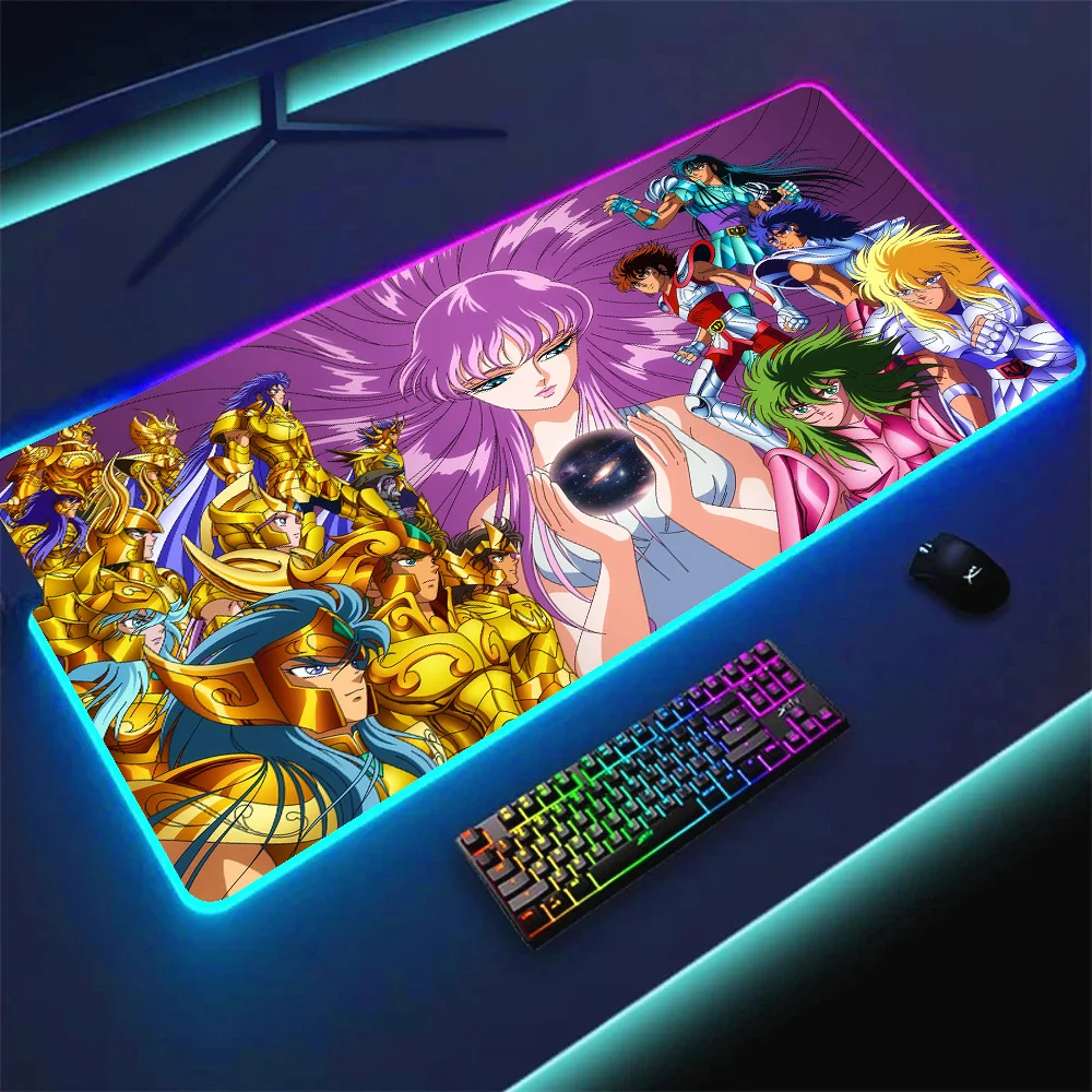 

Rgb Mouse Pad Backlit Mat Saint Seiya Gamer Keyboard Large Xxl Gaming Extended Accessories Desk Pc Anime Mice Backlight Mousepad