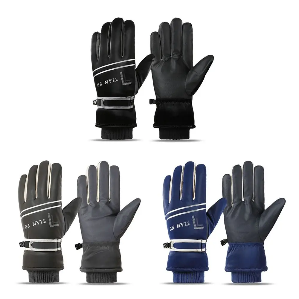 Sarung Tangan Musim Dingin Hangat Modis Sarung Tangan Bersepeda Anti Selip Berlapis Bulu Domba Sarung Tangan Ski Snowboard Tahan Angin Termal Tebal Luar Ruangan